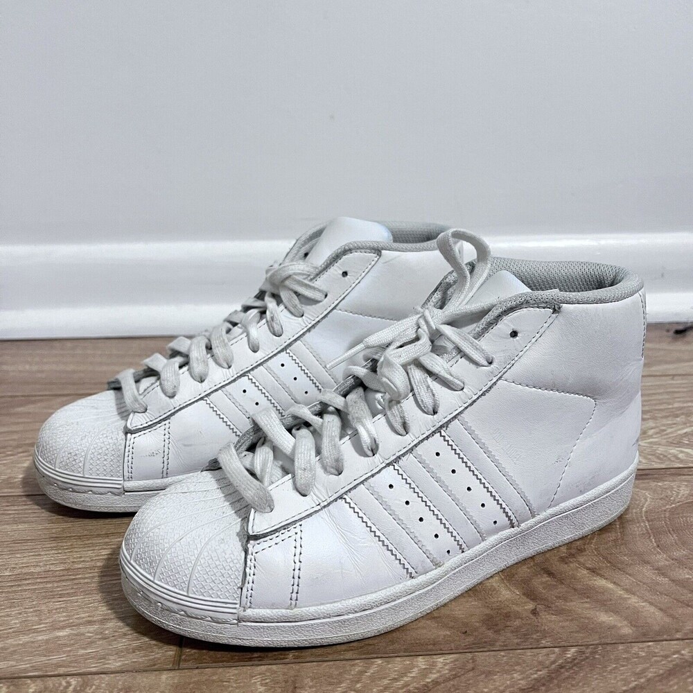 Adidas White High Top Sneaker Model Pro Size Youth 6 Classic Casual Outdoor